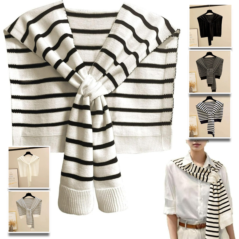 Travel Accessories Neck - Sciarpa a Righe Lavorata a Maglia