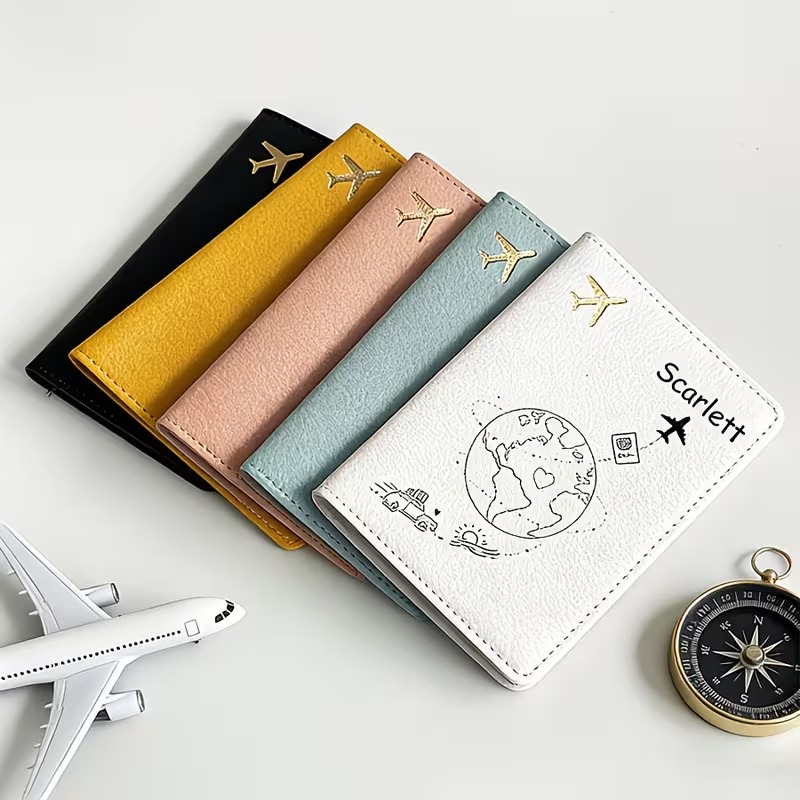 Travel Accessories Plane - Copertina per passaporto con testo personalizzato